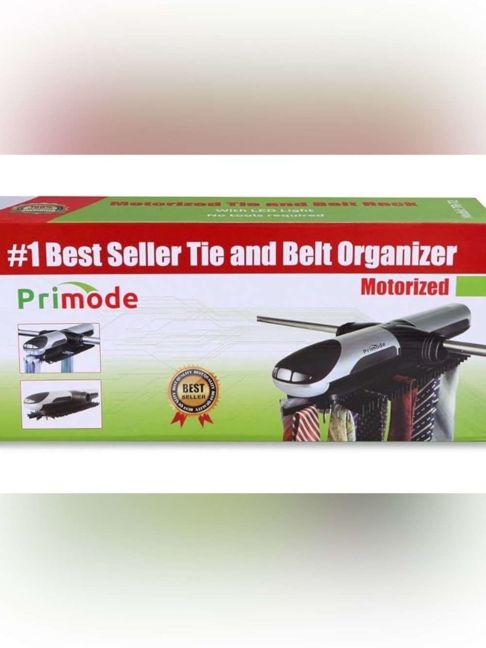 Primode Motorized Tie & Belt Organizer in Black and White